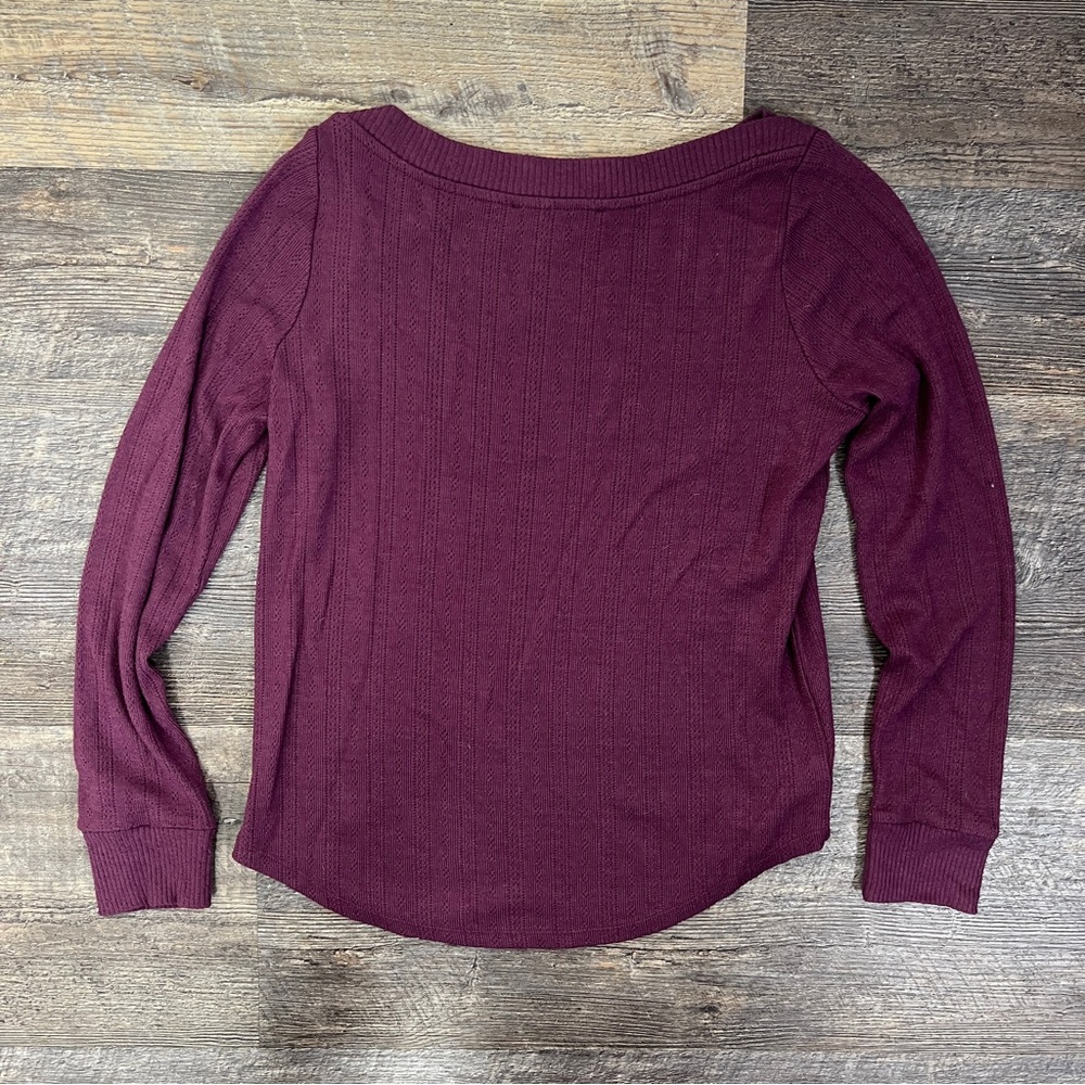 Loft purple boat neck long sleeve knit top size medium M B47 - Picture 5 of 5